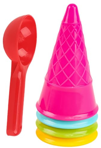 ORFOFE Sandspielzeug Buntes Strandspielzeug mit Kunststoff-schaufeln Tragbare Outdoor Sandlöffel für Strand und Sandkasten Lustige Eistüten-Form für Jungen und Mädchen