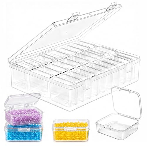 SZHUGEKI 30 Stück Mini Quadratische Plastik Boxen Set,5.5 x 5.5 x 2 cm | Leicht zu verstauen, leicht zu identifizieren und platzsparend,zur Aufbewahrung von Schmuck