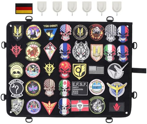 Zcketo 62 x 48 cm Mini Tactical Militar Patch Nylon Soporte, Parches Pared Puerta Esterilla Placa Compatible con Parche Táctico Pantalla Placa Insignia Emblema Organizador Panel de Pantalla con Ojales