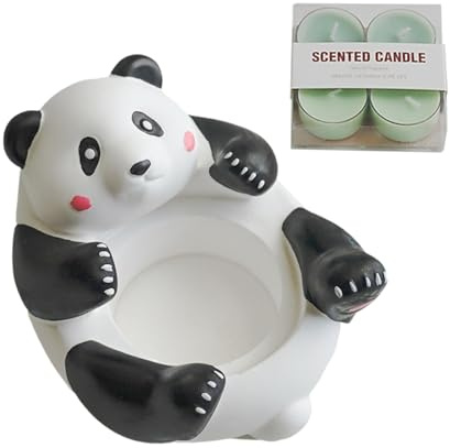 Velas Candelita Perfumadas,Candelabros Votivos,Bonito Soporte para Estatua de Panda con 4 Velas aromáticas - Figuras de Animales pequeños para Centro de Mesa y decoración del hogar