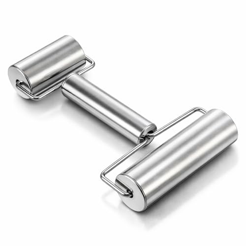 Pizza Roller Stainless Steel Small Rolling Pin Smooth Non Stick Dough Baker Roller Set Metal Kitchen Utensils for Home Kitchen Baking Dough Pie Pastries Pasta Cookies