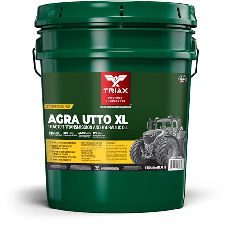 TRIAX Agra UTTO XL GL-4 Synthetic Blend Tractor Hydraulic, Transmission, Differential Fluid - All OEM Compatible with John Deere, Kubota, Massey Ferguson, CAT, and More (5 Gallon)