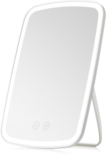 NEZZOE Lighted Makeup Mirror, Portable Mirror with Lights, 1500mAh Rechargeable Vanity Mirror with 3 Colors and Brightness Adjustable