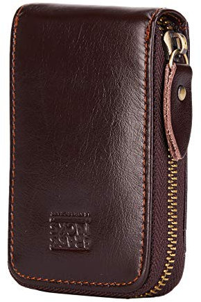 BRASS TACKS Leathercraft Credit Card Holder Zipper Card Cases Holder for Men Women Genuine Leather RFID Blocking Mini