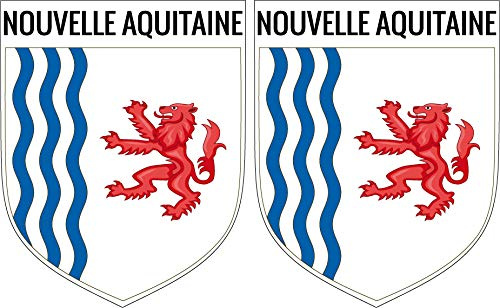 SAFIRMES 2 X Blason Nouvelle AQUITAINE Autocollants 4x5 cm ECUSSON Sticker