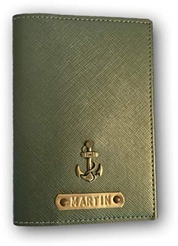 Nessis Manufactur Reisepasshülle personalisiert mit Namensgravur und Symbol, Namen, Reiseetui, Travelwallet, Dokumententasche, Ausweistasche (Schlamm Metallic)