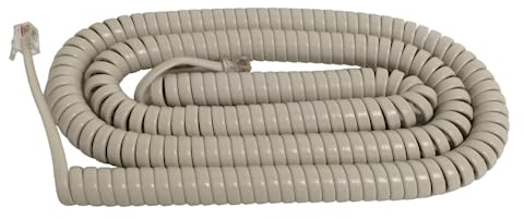 The VoIP Lounge 25 Foot Long Handset Receiver Curly Cord for Landline Phone Light Ivory Color