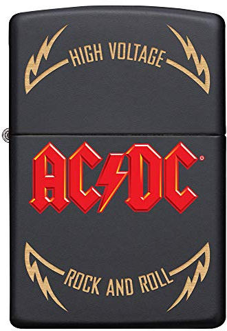 Zippo Mechero Recargable de Gasolina ACDC, Color Negro Mate