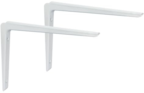 PRIOstahl Regalkonsole Premium Aluwinkel Weiß 200x300mm 2er Set Regalträger Regalwinkel Regalhalter Wandkonsole Winkelkonsole Regalbodenträger - sehr Stabil