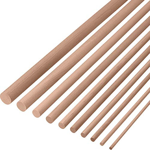 Gedotec Buchen-Rundstab glatt | Rundhölzer | Bastelstäbe 20 x 1000 mm | 5 Stück | Holzstäbe aus Buchenholz zum Basteln | Rundstab aus Massiv-Holz rund | Bastelstäbe für Holzbau-Stöcke | Holzstäbchen