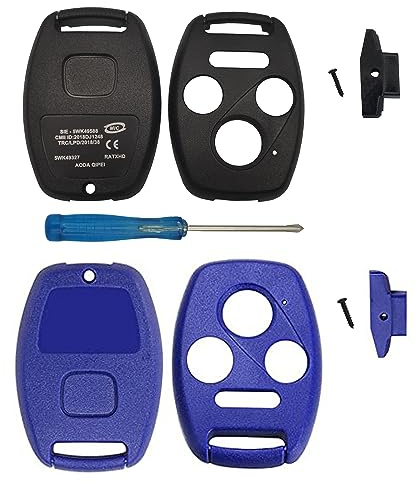 BINOWEN 3+1 Buttons Replacement for Key Fob Shell Keyless Entry Remote Honda Key Fob Case with Screwdriver Fit for Honda 2008-2012 Accord 2006-2013 Civic EX 2009-2015 Pilot (1 Blue+1 Black)