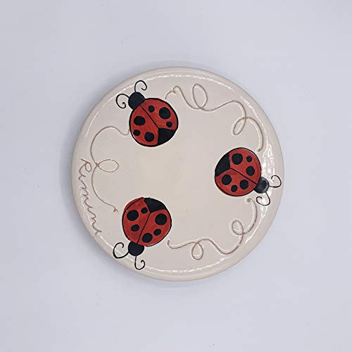Amarcord Dessous de plat en céramique fait et peint à la main en Romagne avec motif coccinelle