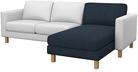 Soferia Überzug Kompatibel Mit KARLSTAD Anbau Recamiere Sofasitzbezug Sitzkissenbezug Chaiselongue-Bezug Husse Einfache Reinigung Allergiefrei Wasserabweisend Majestic Velvet Navy Blau