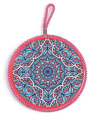 Tovagliette,Portavaso rotondo in ceramica, isolamento mandala sottopiatto in legno morbido 2 pezzi-colore 6