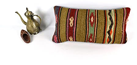 Kelim Kissenbezug 20x40 cm Kelim Kissen Orientalische Kissen Kopfkissen Bohemian Kissenhülle Oushak Kilim Dekokissen Sofakissen Zierkissen code 3721