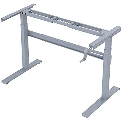 ERGOSPOT ES1 LITE - Schreibtischgestell höhenverstellbar manuell Kurbel Tischgestell 2-Fach Teleskop höhenverstellbarer Schreibtisch 80kg belastbar Stabil leise (Grau Tischgestell)