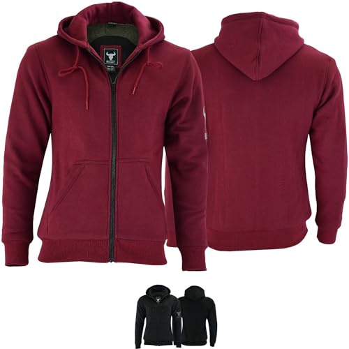 BULLDT Damen Motorrad Hoodie mit Protektoren 100% Aramid Schutz Schutzjacke Hood Motorradjacke Textil Weinrot - 38