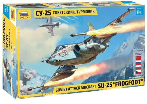 Zvezda 4807 1:48 Sukhoi SU-25 Frogfoot Sov.att.airc. - Modellbausatz,Plastikbausatz, Bausatz zum Zusammenbauen, detaillierte Nachbildung, unlackiert