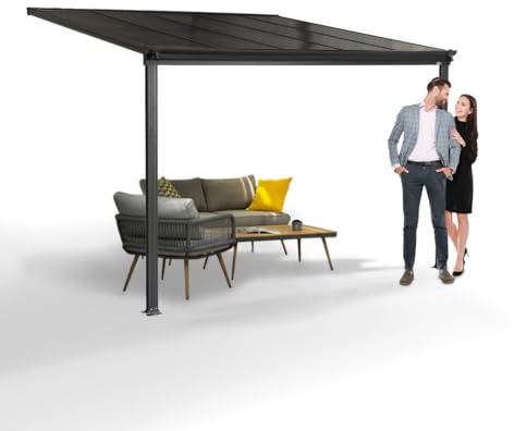 Grindi - Garten Pergola Pavillon Terrassendach Wandpergola - NEA I 3x3m - wasserdichtes & stabiles Sonnenschutz für Terrasse und Freistehender, Carport-Pavillon, Grillpavillon, Markise als Vordach