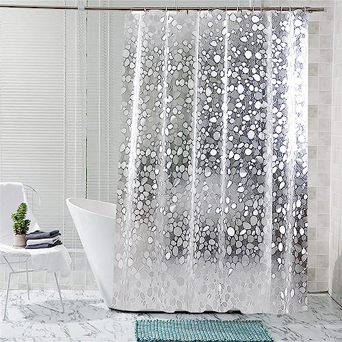 KOSHIFU Tenda per Doccia con Anelli 240 x 200 CM Impermeabile Antimuffa per Vasca da Bagno. Tenda Trasparente EVA 3D Ciottoli Moderna Antivento Caldo