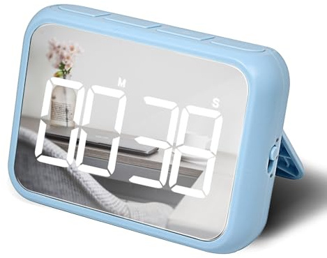 Big Digital Timer Stopwatch, Makeup Mirror Screen Large LED Display Visual Glowing Countdown Game Timer, Magnetic Magnet Timers for Teacher Classroom Kitchen Baking Cooking Fitness GYM Library (Blue)