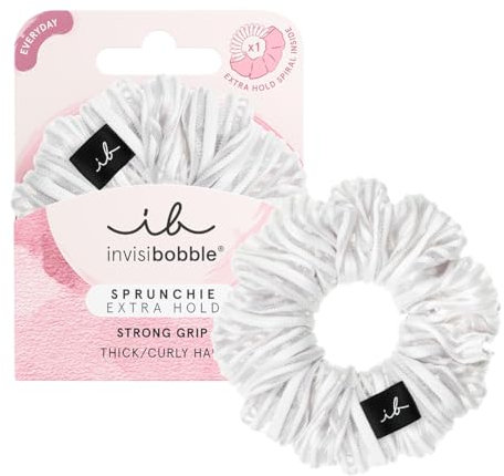 invisibobble Haargummi Extra Care Weiß Scrunchie Pure White, Haargummis starker Halt für Mädchen & Damen, Scrunchies Samt Weiß, designed im Herzen Münchens