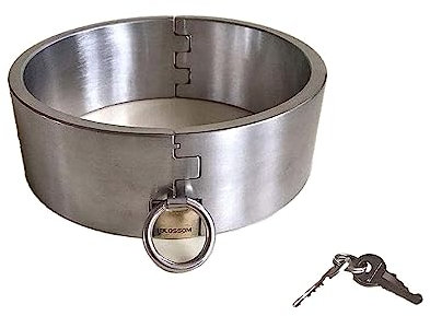 Edelstahl Bondage Silber Zwei Größen SM Halsband O-Ring Abschließbar Sklave Fesselhalsband Halsbänder Folter/Fetisch/Sklave Collar Fesseln Toys für Paare Frauen Männer,11.7cm,Silver