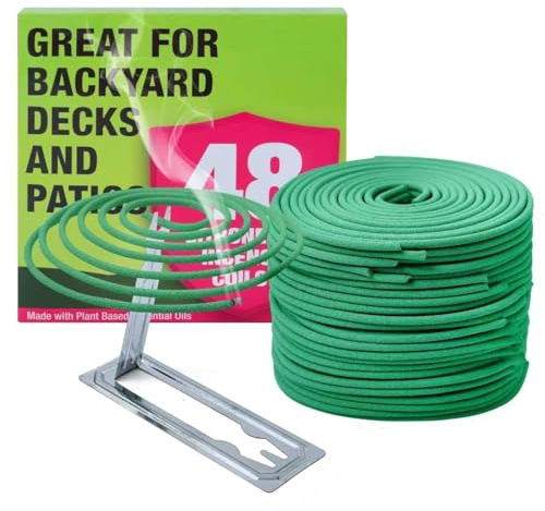 Räucherspirale Citronella – Jede Spule hält 5–7 Stunden – geeignet für Outdoor-Camping, Terrasse, Wandern usw. (2er-Pack enthält 48 Spulen und 2 Spulenständer)