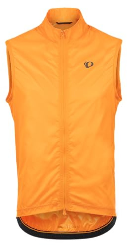 PEARL IZUMI Men's Attack Barrier Vest, Ultralight Fabric & Form Fitting Cycling Vest with Water Repellent Treatment & Reflective Elements for Safety, Sunfire, Large