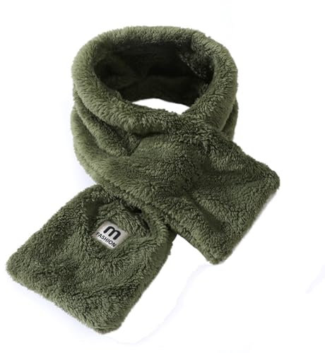 Machbaby Unisex Kinder Schal Winter Warmer Rundschal aus Fleece-Steckschal,Dunkelgrün
