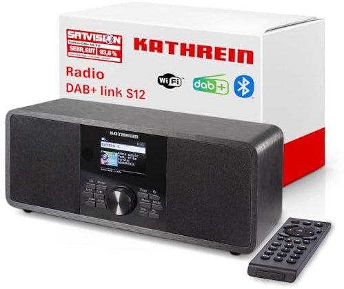 Kathrein DAB+ Link S12 I Digitalradio Mit EWF I DAB Plus & UKW, Internetradio I WLAN Mit Bluetooth für Streaming, Aux 3,5mm I Fernbedienung & App-Steuerung in Schwarz