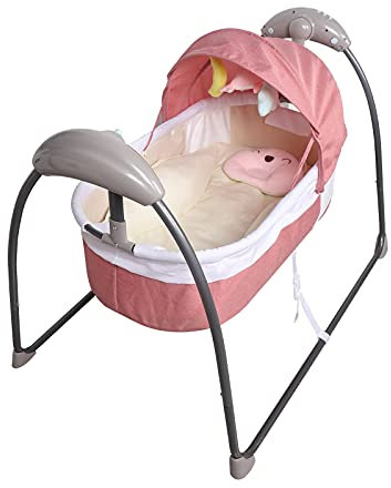 NadineDutol Elektrisch Babywiege,Babybett Elektrische Baby Wiege Automatischer Schaukel Intelligenter Bluetooth Schaukelwiege Mit Fernbedienung Für Babys Zwischen 0 Und 12 Monaten (Rosa)
