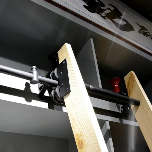 CATANK Kit de roulement de matériel de bibliothèque à échelle coulissante (sans échelle), matériel d'échelle de bibliothèque roulante pour Bureau à Domicile, kit de Rail Coulissant à Tube