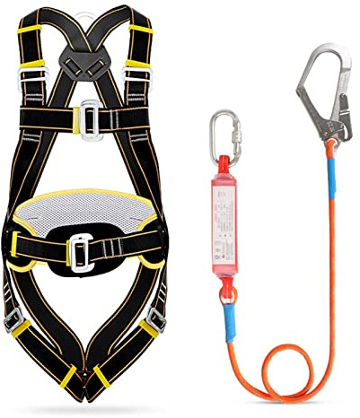 SwaYve Working at Height Safety Harness, Fall Arrest Safety Belt, Full Protection Roof Safety Kit, Fall Protection for Aerial Work Mountain Climbing/1 L Hook/1.8M