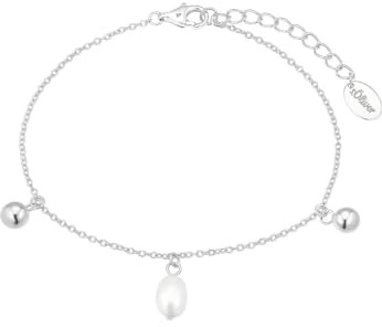 s.Oliver Armband 925 Sterling Silber Damen Armschmuck, mit Süßwasserzuchtperle, 17+3 cm, Weiß, Kommt in Schmuck Geschenk Box, 2037816