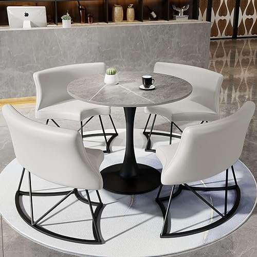 Runder Konferenztisch mit Stühlen, Besprechungstisch, Büro-Empfangsraum, Clubtisch, 5-teiliges Set mit runden Konferenzraumtischen, inklusive 1 Schreibtisch und 4 Stühlen (Color : Style 11, Size : 8