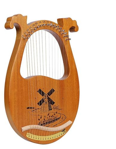 LVYUDS Box Typ Lyre Harfe Schnitzen Tonleitern 16 Saiten Mahagoni Harfe Instrument Resonanzhohlraum Leicht zu Erlernen Schule Unterricht Schoßharfe Chor Camping Hochzeit(A4)