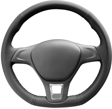 MEWANT DIY Custom Lenkradbezug aus schwarzem Echtleder für Golf 7 (VII) 2013–2021, Golf Sportsvan (SV) 2014–2021