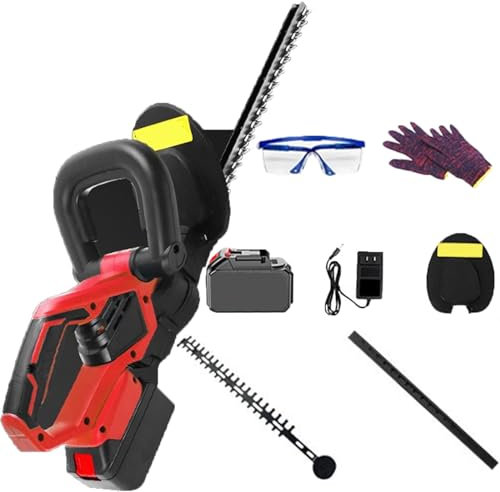 Cortasetos inalámbrico de 21 V, cortasetos eléctrico de 21 V, kit de cortasetos con batería de 4000 mAh y cargador, longitud de corte 60 cm, adecuado para arbustos pequeños, herramienta de jardín
