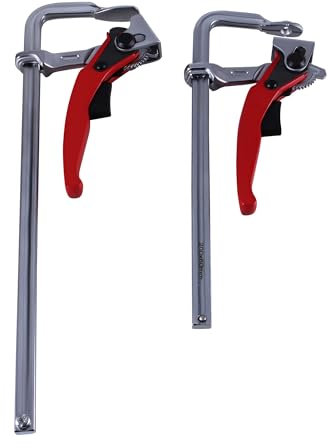 SUKITMISO 2 Stück Schraubzwingen-Satz, mit Spannweite 200mm/300mm, Ausladung 80mm, Ratsche Schnelle Veröffentlichung Schraubzwinge aus hochwertigem Stahl und Nylon für Holzbearbeitung
