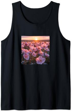 Superbe motif coucher de soleil sur le champ de fleurs d'hellébore Débardeur