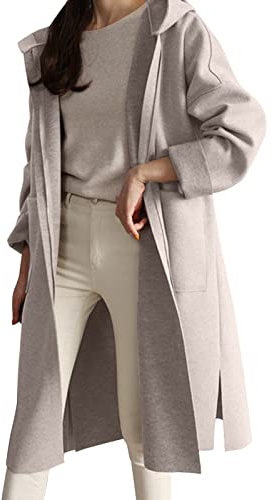 Jacken Damen Große Größen Sportlich Einfarbig Frauen Reißverschluss Wintermantel Reverskragen Langarm Gepolsterte Lederjacke Vintage Verdicken Mantel Schaffell Kapuzenpullover Winter (Beige, XXXL)