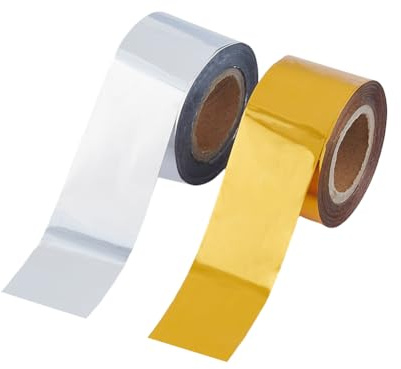 SUPERFINDINGS 2 Rolle 2 Farben Insgesamt 120m Heißfolientransferrolle Heißfolienprägepapier 3cm Breite Heißfolien Wärmeübertragungsfolienpapier Für Die Herstellung von Scrapbooking Karten