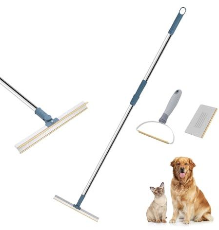Beowanzk Teppichbürste, Teppichrechen für Tierhaarentfernung, Teppichschaber-Werkzeug mit Mini-Teppichschaber und Griff Teppichschaber, Tierhaarentferner für Flusenteppich, Automatte und Couch (Grau)