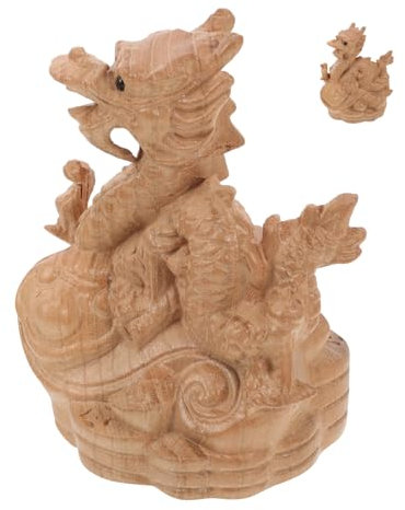 Levemolo Holz Drachen Statue Chinesische Dekoration Drachenskulptur Indoor Ornament Drachenfigur Zimmer Decor Drachentischdekor