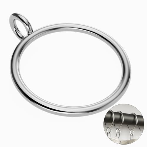 GASRONS 50 Pack Silver Metal Curtain Rings with Eyelets, 1.5 inch Inner Diameter Drapery Rings Apply for Curtain Rods(Fits Up to 1 1/4-Inch Rod)