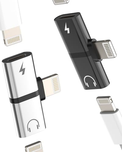 Adaptador Lightning Auriculares(2pack)para iPhone 14 13 12 Cargador Cable Audio Jack Adapter Certificado MFI para Apple Microfono Conector Headphones Coche Auxiliar Accesorios Doble Lighting para iPad