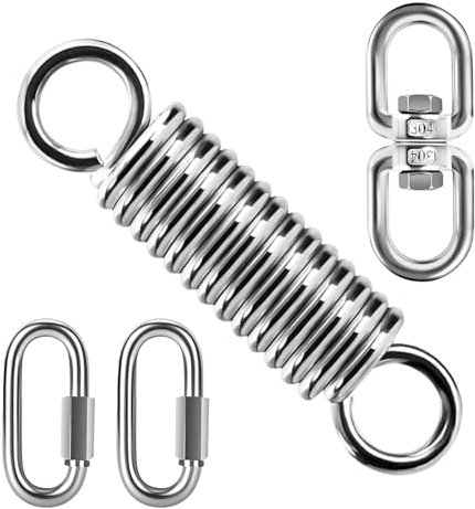 Jiavlyx Sedia Sospesa Gancio Molla, Molla in Acciaio Molle per Altalena per Amaca, Portante 240 kg, con 2 Fibbia A Molla E 1 GancioGirevole, per Sedie Sospese, Sacchi di Sabbia, Yoga Aereo