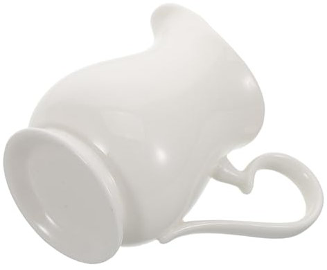 PRETYZOOM Pot à Lait Céramique Blanche Petit Pot à Sirop Pour Sauces Au Lait Et Café Style Campagnard