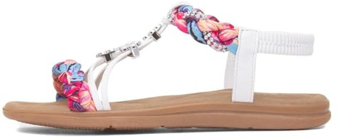 Lilley Womens White Ribbon Twist Diamante Sandal - Size 8 UK - White